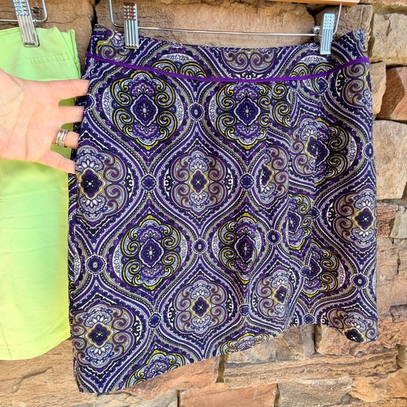 Lot of 2 EP Pro Women's Sz 4 Green & Purple Paisley Pickleball Golf Skirt Skort - Picture 5 of 16